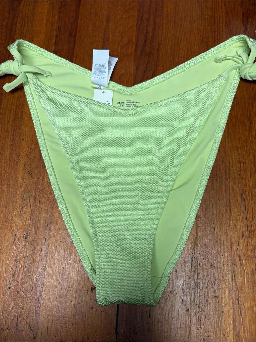 Aerie Neon Lime Textured Tie-Side Bikini Bottom XL